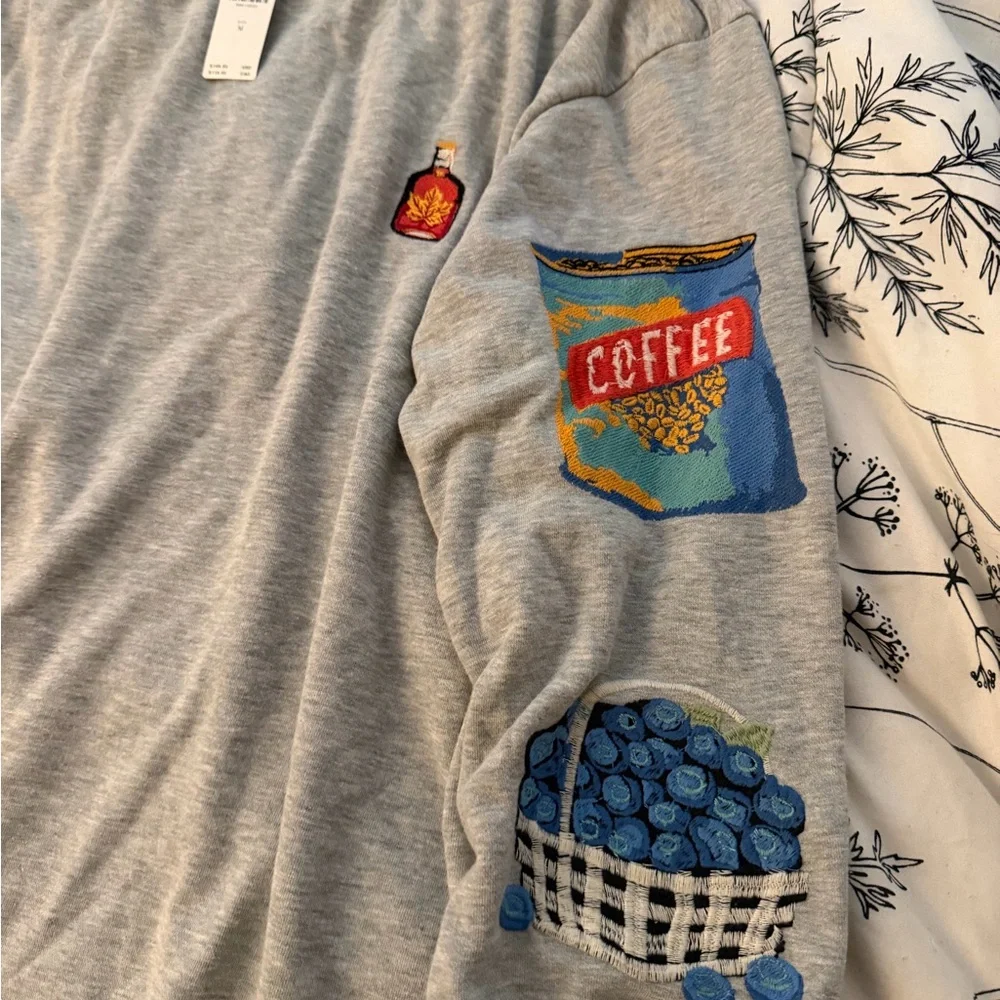 Anthropologie Gray Sweater with Colorful Embroidery - Picture 3 of 8